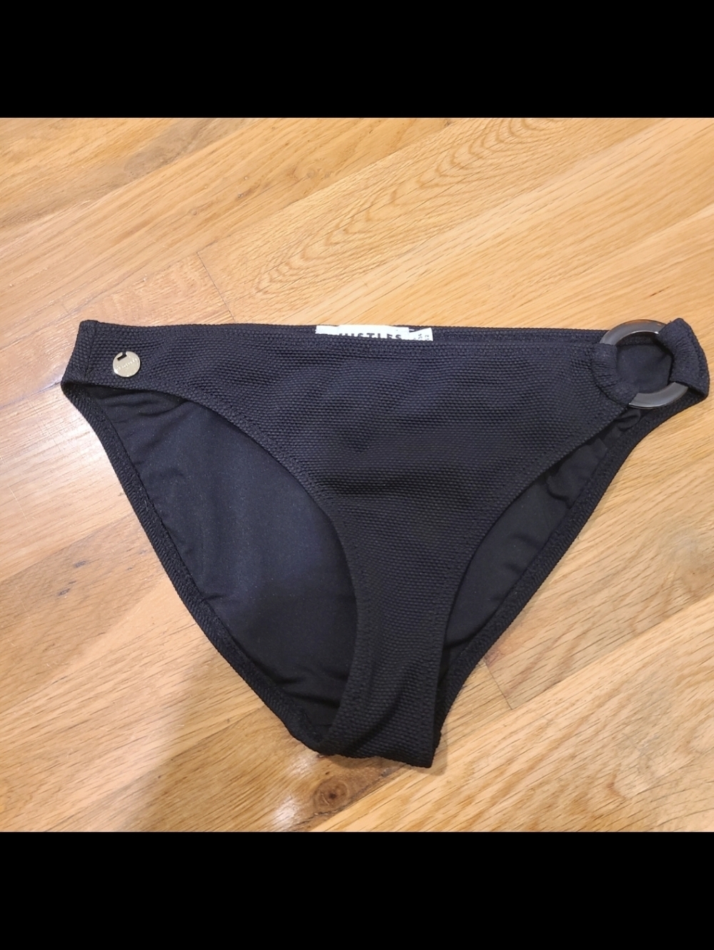 Whistles Black Textured Bikini Bottoms